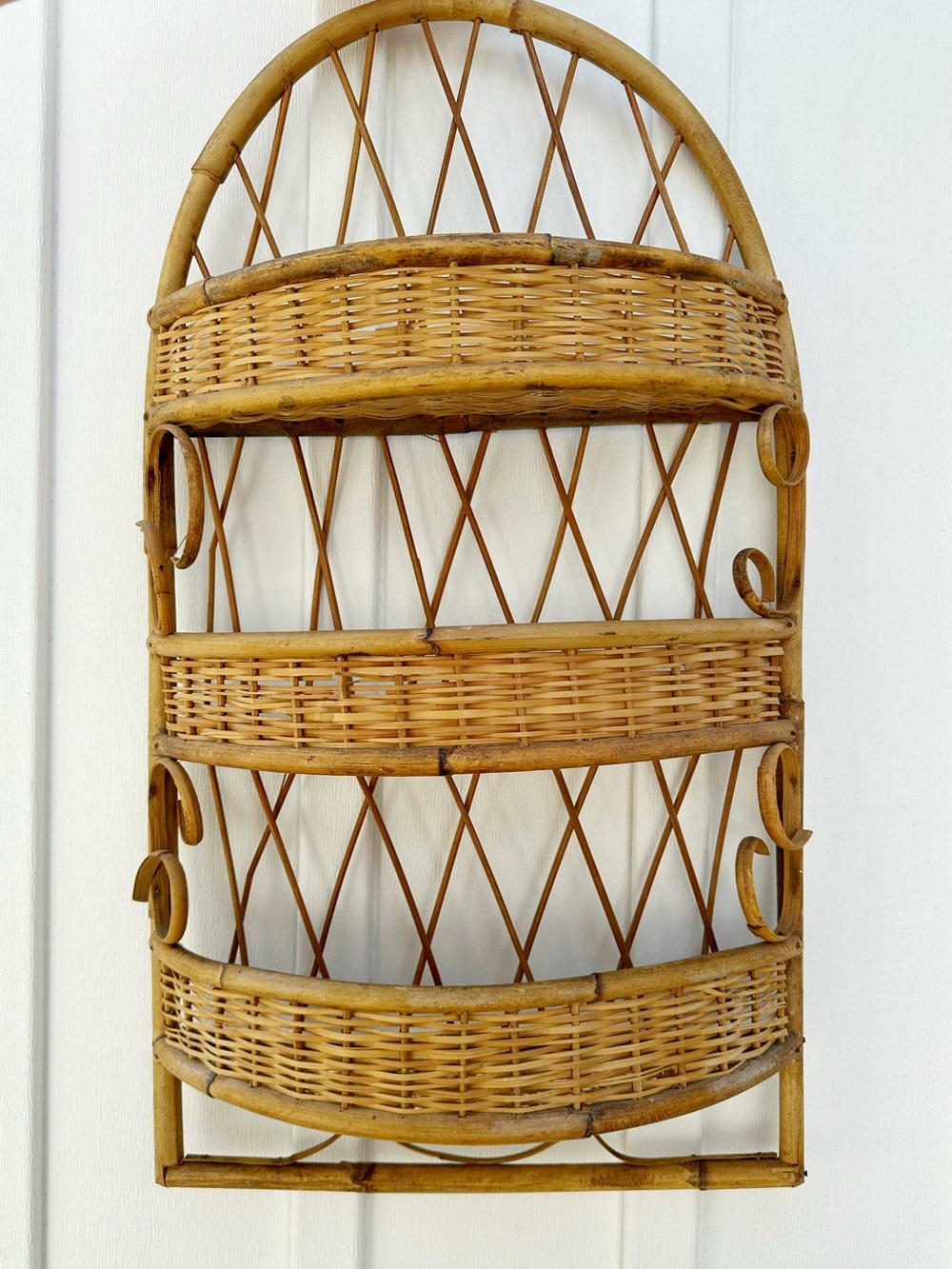 Vintage Woven Rattan Wall Organizer - Natural Brown